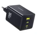Зарядно за стена Baseus EnerFill FE11 (P10182102123-00) - USB, 2x Type-C, 100W, бързо зарядно - Черен (Cosmic Black)