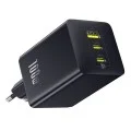 Зарядно за стена Baseus EnerFill FE11 (P10182102123-00) - USB, 2x Type-C, 100W, бързо зарядно - Черен (Cosmic Black)