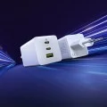 Зарядно за стена Baseus EnerFill FE11 (P10182102213-00) - USB, 2x Type-C, 100W, бързо зарядно - Бял (Moon White)