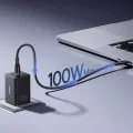 Зарядно за стена Baseus EnerFill FE11 (P10182102213-00) - USB, 2x Type-C, 100W, бързо зарядно - Бял (Moon White)