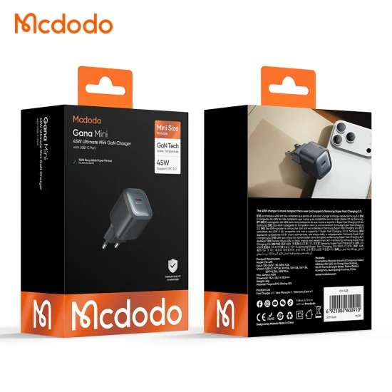 Зарядно за стена Mcdodo Ultimate Mini (CH-4391) - GaN USB-C, 45W, бързо зарядно - Черно