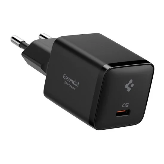 Зарядно устройство за мрежа Spigen Wall Charger Essential EE301EU (ACH09493) - Type-C, бързо зареждане, Quantum Boost, 30W - Черен