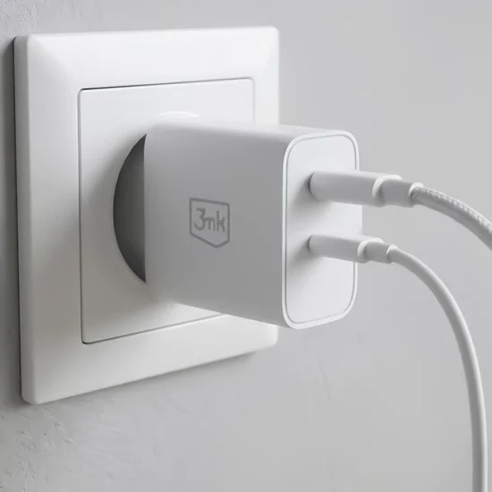 Зарядно устройство 3mk GaN (Wall Charger) - USB, Type-C, 45W, PD 3.0 - Бяло