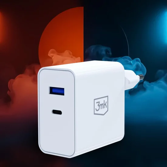 Зарядно устройство 3mk GaN (Wall Charger) - USB, Type-C, 45W, PD 3.0 - Бяло