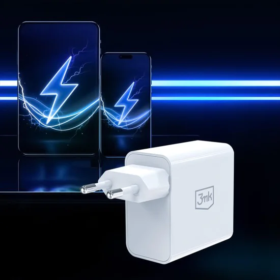 Зарядно устройство 3mk GaN (Wall Charger) - USB, Type-C, 45W, PD 3.0 - Бяло