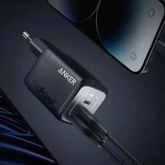 Зарядно устройство Anker Wall Charger GaN Prime - GaN бързо зарядно 67W, 2x Type-C, EU - Сиво
