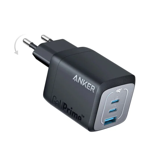 Зарядно устройство Anker Wall Charger GaN Prime - GaN бързо зарядно 67W, 2x Type-C, EU - Сиво