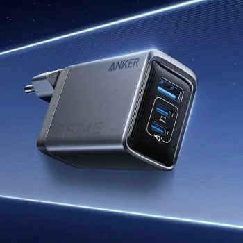 Зарядно устройство Anker Wall Charger Prime - GaN бързо зарядно, 2x Type-C, USB, 100W, EU - Сиво