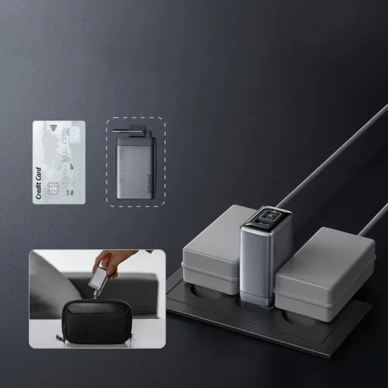 Зарядно устройство Anker Wall Charger Prime - GaN бързо зарядно, 2x Type-C, USB, 100W, EU - Сиво