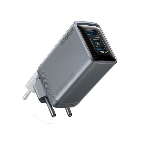 Зарядно устройство Anker Wall Charger Prime - GaN бързо зарядно, 2x Type-C, USB, 100W, EU - Сиво