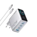 Зарядно устройство Anker (Wall Charger) - с включен Type-C кабел, 3x USB-C, USB, 140W - Сиво