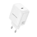 Зарядно устройство Borofone Fuente (BN33) - USB-C порт, PD 40W, EU щепсел, GaN технология - Бял