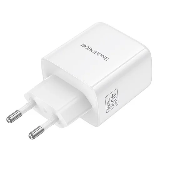 Зарядно устройство Borofone Fuente (BN33) - USB-C порт, PD 40W, EU щепсел, GaN технология - Бял