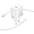 Зарядно устройство Borofone Fuente (BN33) - с включен Type-C кабел, USB-C порт, PD 40W, EU щепсел, GaN технология - Бял