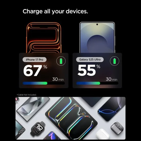 Зарядно устройство Spigen Wall Charger Essential EE301EU - Type-C, Fast Charging, 30W - Естествен титан