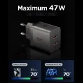 Зарядно устройство Spigen Wall Charger Essential EE472EU - 2x Type-C, Fast Charging, 47W - Сиво (Gunmetal)