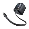 Зарядно устройство за кола Mcdodo Charger FreeGo Series (CH-1391) - с прибиращ се USB-C кабел, 2x USB-C + 1x USB-A, 100W, GaN, дигитален дисплей - Черен