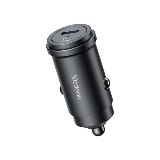 Зарядно устройство за кола Mcdodo Obsidian Series (CC-7495) - с включен Type-C към Lightning кабел, PD45W, Smart IC, мини размер, 1.2m - Черен
