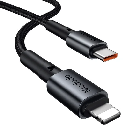 Зарядно устройство за кола Mcdodo Obsidian Series (CC-7495) - с включен Type-C към Lightning кабел, PD45W, Smart IC, мини размер, 1.2m - Черен