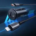 Зарядно устройство за кола Mcdodo Obsidian Series (CC-7495) - с включен Type-C към Lightning кабел, PD45W, Smart IC, мини размер, 1.2m - Черен