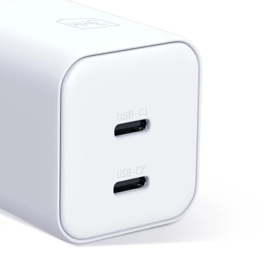Зарядно устройство за мрежа 3mk Wall Charger Hyper - 2x Type-C, GaN технология, PD 45W - Бял