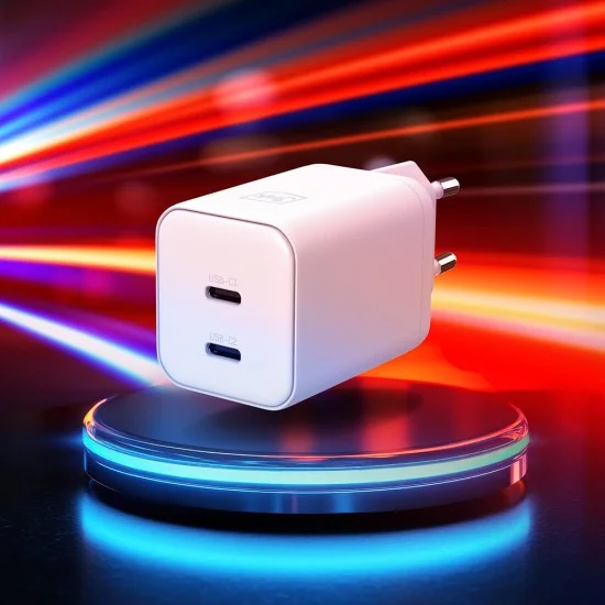 Зарядно устройство за мрежа 3mk Wall Charger Hyper - 2x Type-C, GaN технология, PD 45W - Бял