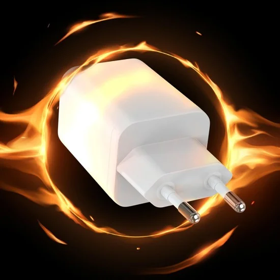Зарядно устройство за мрежа 3mk Wall Charger Hyper - 2x Type-C, GaN технология, PD 45W - Бял