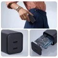 Зарядно устройство за мрежа 3mk Wall Charger Hyper - 2x Type-C, GaN технология, PD 45W - Черен