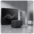 Зарядно устройство за мрежа 3mk Wall Charger Hyper - 2x Type-C, GaN технология, PD 45W - Черен