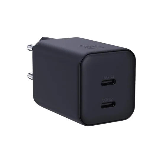 Зарядно устройство за мрежа 3mk Wall Charger Hyper - 2x Type-C, GaN технология, PD 45W - Черен