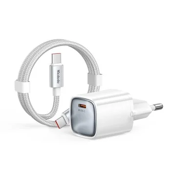 Зарядно устройство за мрежа Mcdodo Wall Charger Nano Series (CH-4432) - с включен Type-C кабел, 45W, USB-C порт, 1.2m - Бял