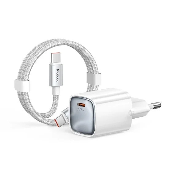 Зарядно устройство за мрежа Mcdodo Wall Charger Nano Series (CH-4432) - с включен Type-C кабел, 45W, USB-C порт, 1.2m - Бял