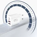 Зарядно устройство за стена Techsuit PowerXQuad (CH4) - 2x PD20W Type-C + 2x USB 3.1A, 40W - Бяло