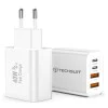 Зарядно устройство за стена Techsuit PowerXQuad (CH4) - 2x PD20W Type-C + 2x USB 3.1A, 40W - Бяло