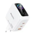 Зарядно устройство Yesido (YC114) - с TFT дисплей, USB, 2x Type-C, GaN, бързо зареждане, за телефон, таблет, 140W - Бял