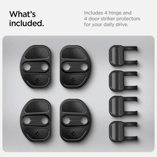Защитни капачета за брави Spigen (4 бр.) Door Lock Cover (ACP07123) - за Tesla Model 3/Y, с 4 панти, подсилен дизайн, устойчиви на атмосферни условия - Черен