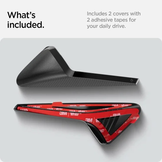 Защитни капачета за камери Spigen (2 бр.) Front Fender Camera Cover (ACP07124) - за Tesla Model 3 Highland / Y Juniper, водоустойчиви, карбонов ефект - Черен