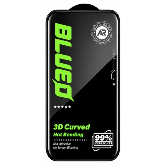 Извит стъклен протектор за iPhone 18 Pro Max - Anti-Peep AR Privacy 3D Curved Glass - Blueo - Черен