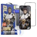Извит стъклен протектор за iPhone 18 Pro Max / iPhone 17 Pro Max / iPhone 16 Pro Max - 3D Full Display Curved Edge AR Glass + Applicator - Blueo - Черен