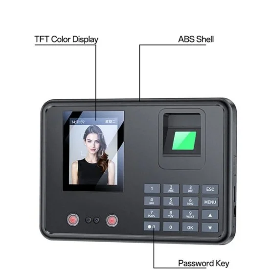 Yesido - Attendance Machine (KM30) - Face, Fingerprint, Palm Vein, Card, Password, Display, Dual-camera, 1000 Users - Black