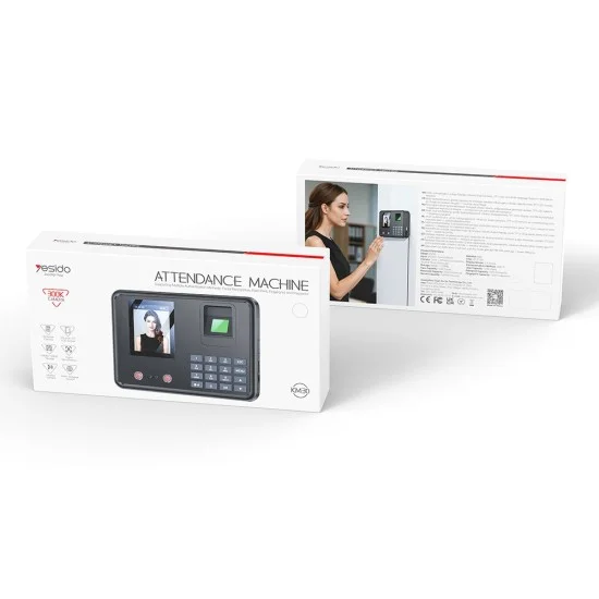 Yesido - Attendance Machine (KM30) - Face, Fingerprint, Palm Vein, Card, Password, Display, Dual-camera, 1000 Users - Black