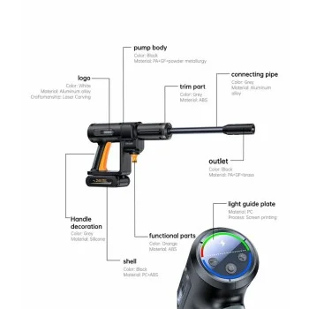 Акумулаторна водоструйка Yesido - Cordless Pressure Washer (VC18) - with Foam Despenser, 0.9MPa Pressure, 4L/min Flow Rate, 22.000RPM - Черен